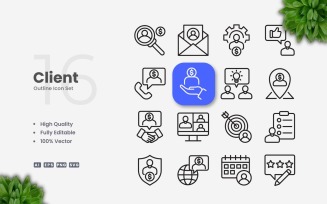 16 Client Outline Icon Set