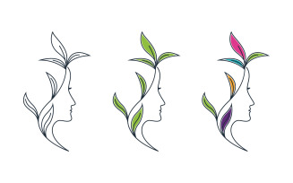 Woman face silhouette character illustration logo icon vector v.14