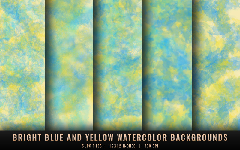 Bright Blue and Yellow Watercolor Backgrounds