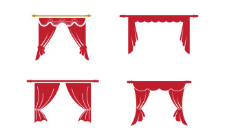 Red curtain cornice decor domestic fabric interior v.1