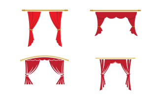 Red curtain cornice decor domestic fabric interior v.2