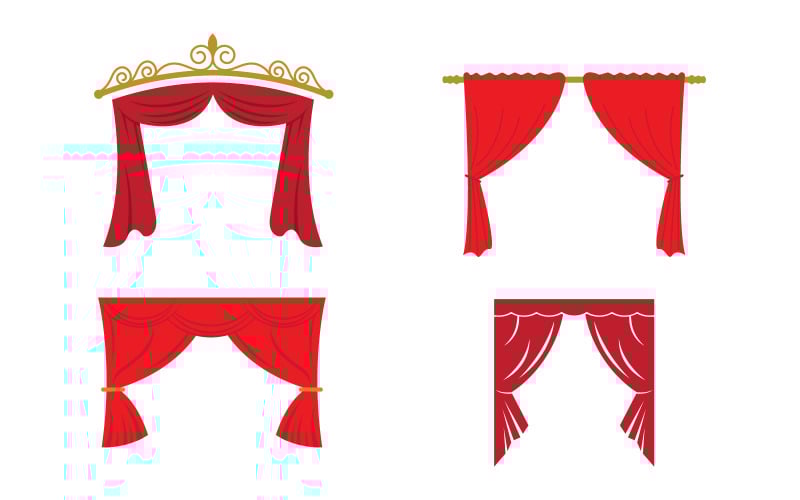 Red curtain cornice decor domestic fabric interior v.3 Logo Template