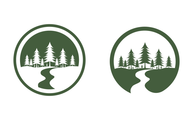 Forest mountain Vector icon design illustration v.2 Logo Template