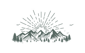 Forest mountain Vector icon design illustration v.6