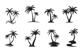 Palm tree with sun summer beach logo template v.11