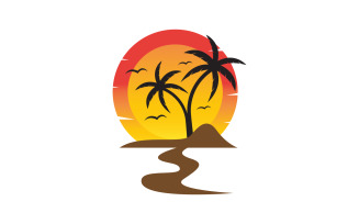 Palm tree with sun summer beach logo template v.8
