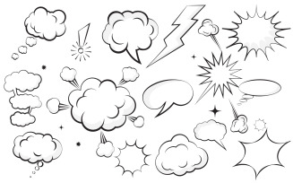 Cloud Comic Book Pop art Design Element Vector Illustration v.3