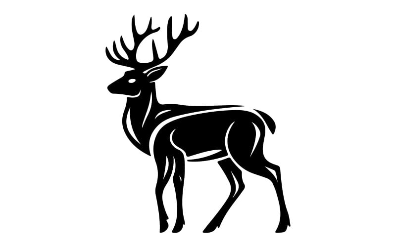 A minimalistic black silhouette of a deer Illustration
