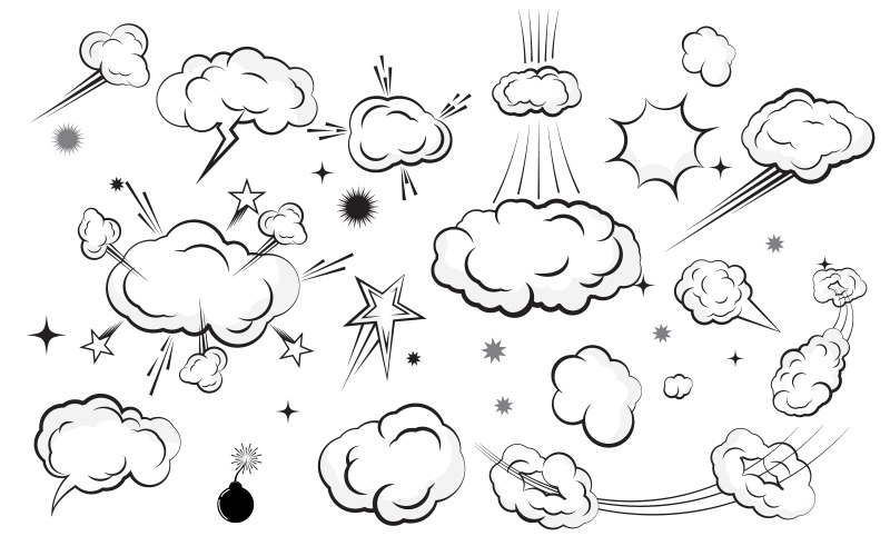 Cloud Comic Book Pop art Design Element Vector Illustration v.2