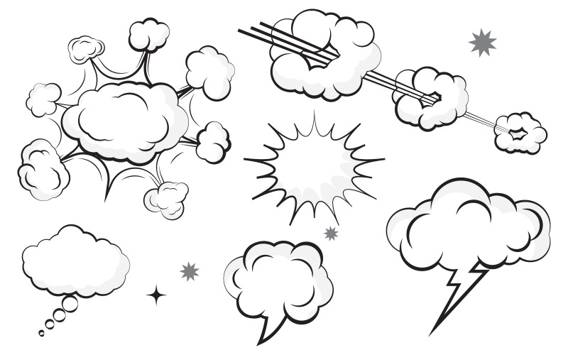 Cloud Comic Book Pop art Design Element Vector Illustration v.4