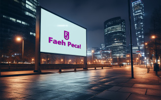 White billboard logo mockup at night city