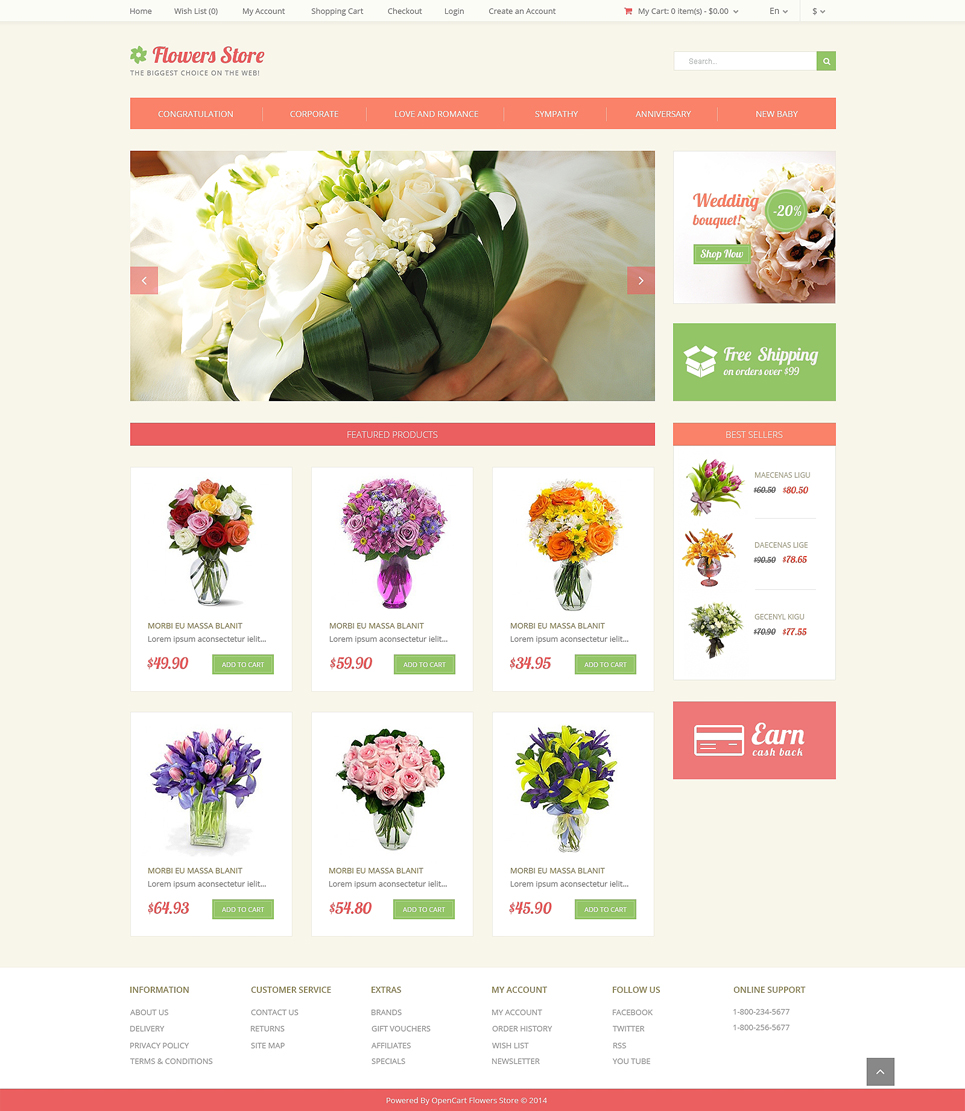 Flower Store OpenCart Template New Screenshots BIG