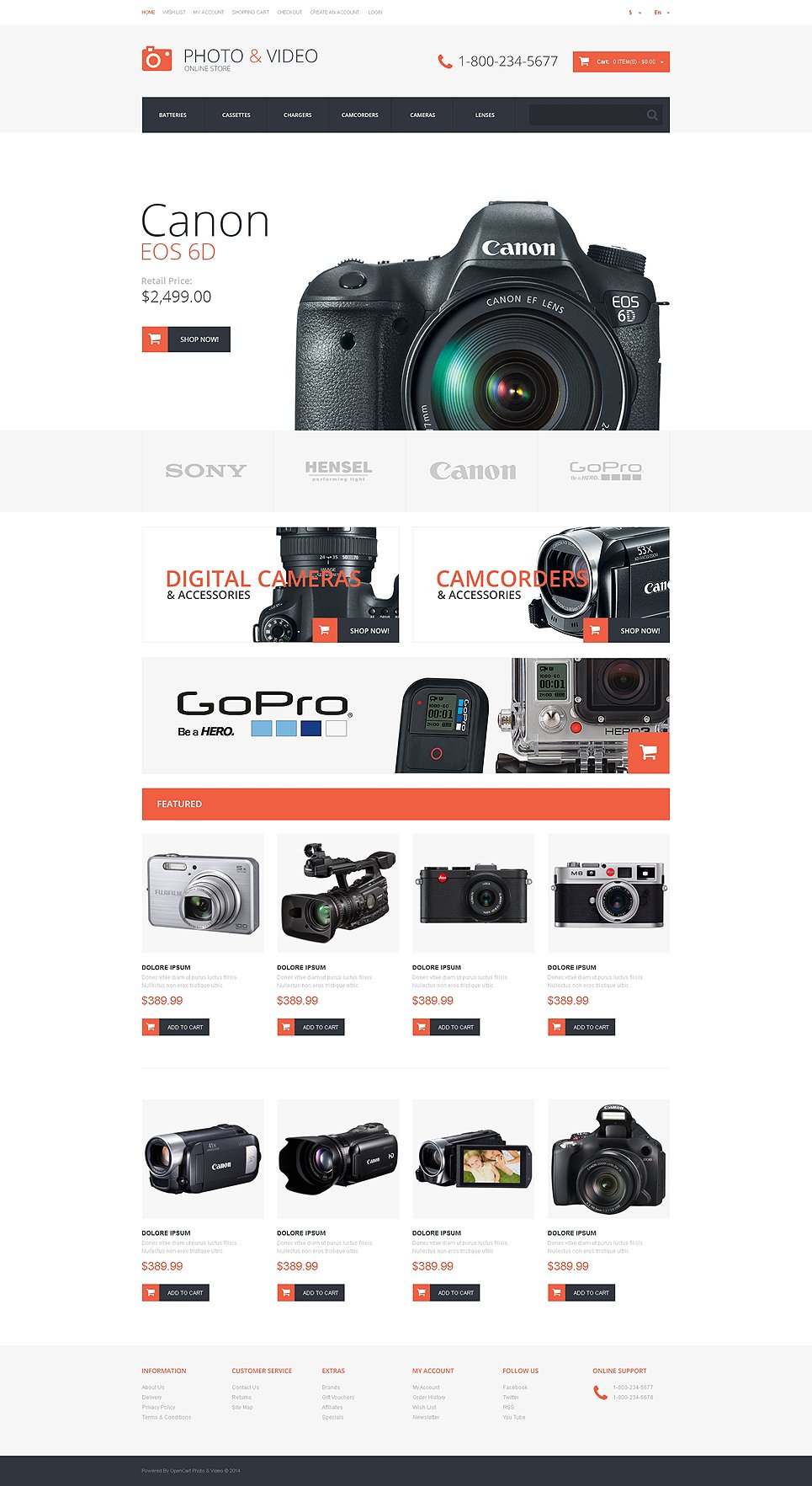 Photo and Video Store OpenCart Template New Screenshots BIG