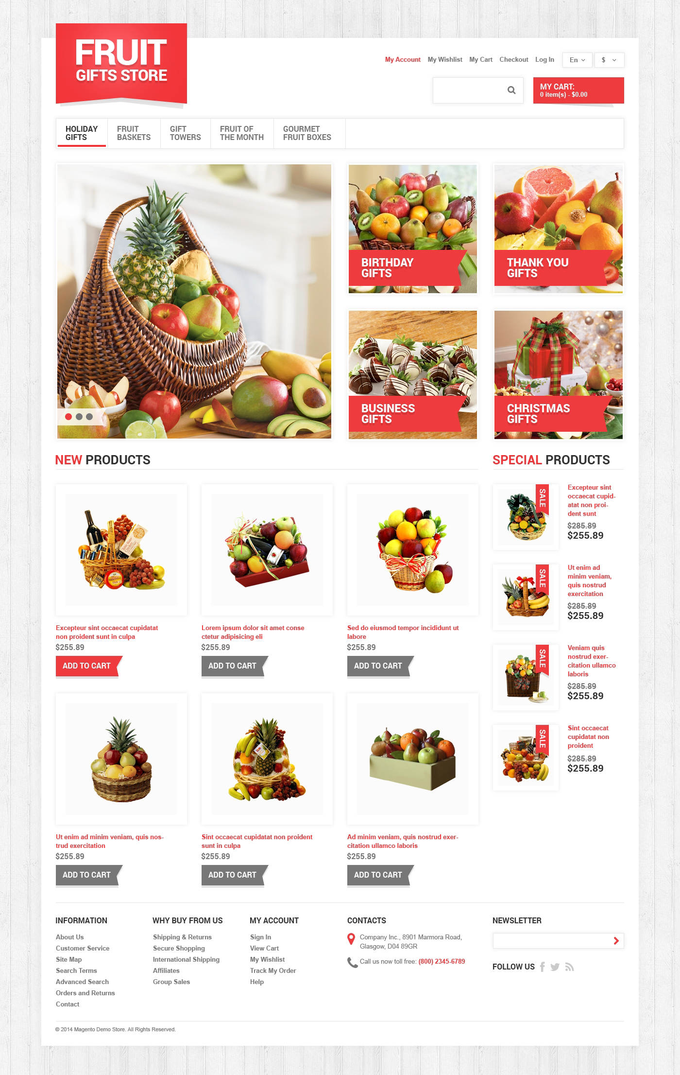 Tema Magento "Tienda de Cestas de Frutas" #49064 - captura de pantalla