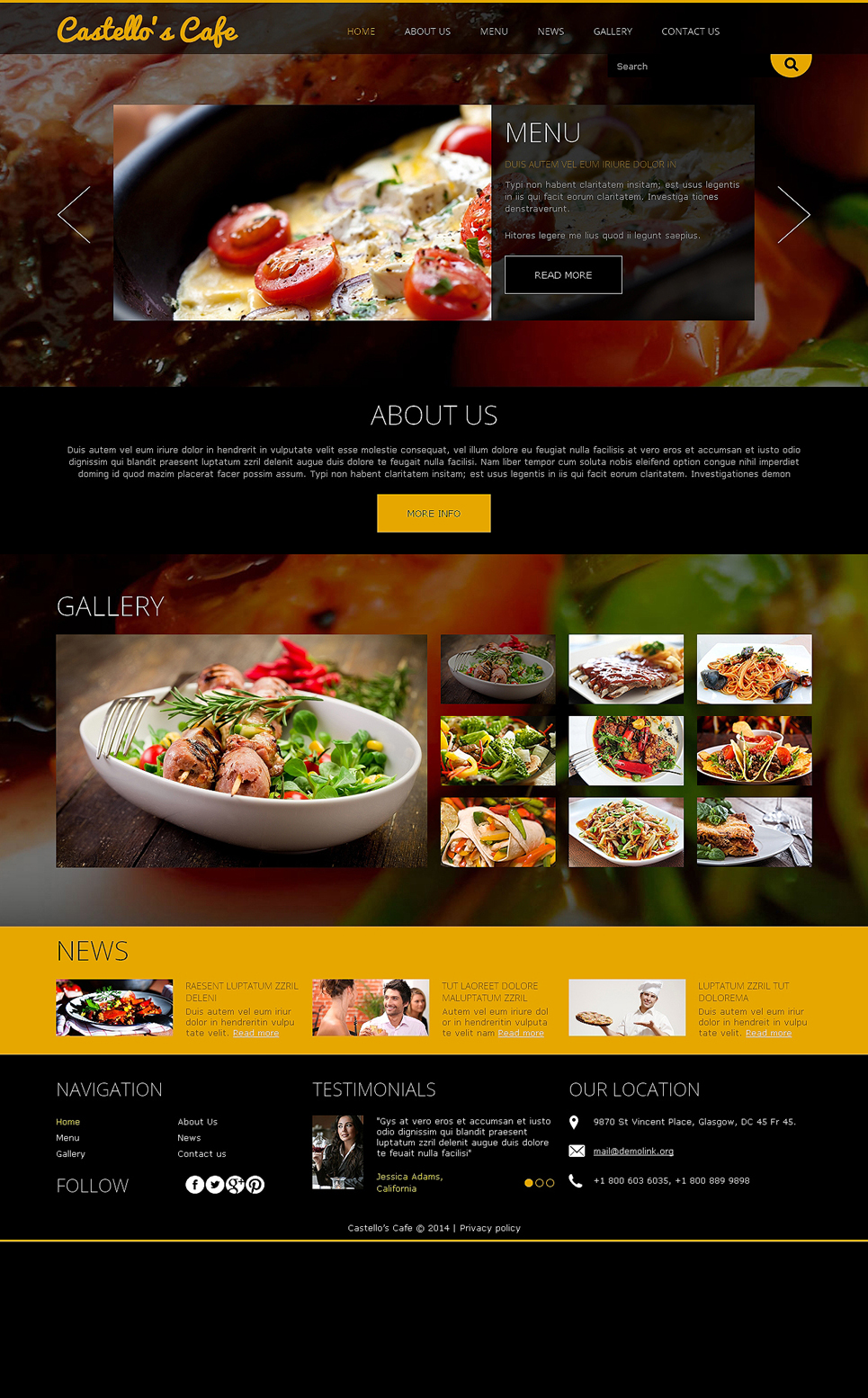 Your Restaurant Joomla Template New Screenshots BIG