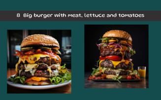 Big burger with meat, lettuce and tomatoes