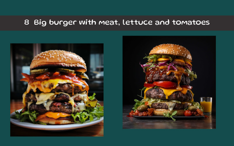 Big burger with meat, lettuce and tomatoes Illustration