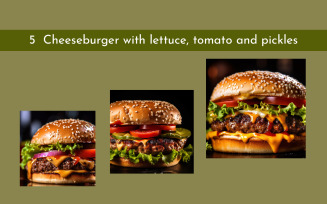 Cheeseburger with lettuce, tomato and pickles