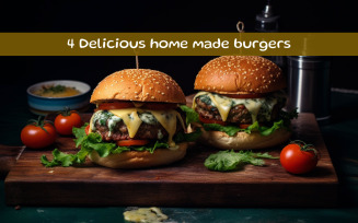 Delicious homemade burger AI image