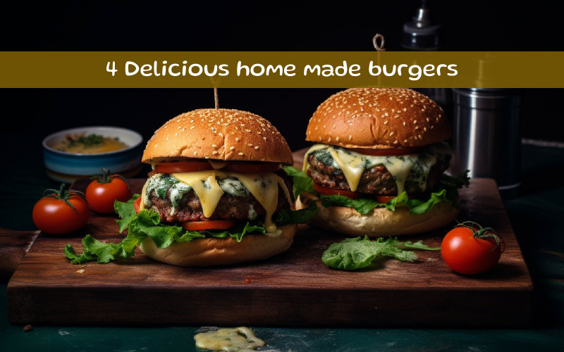 Delicious homemade burger AI image Illustration