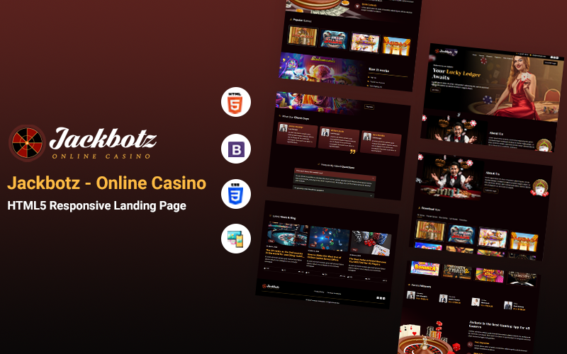 Jackbotz - Explore the Ultimate Online Casino Experience Landing Page Template