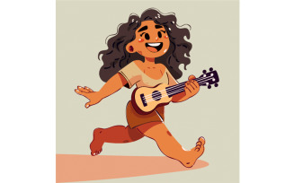 Joyful American Samoan Girl Playing Ukulele