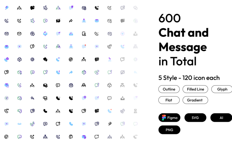 User Interface icon set for communication app Icon Set