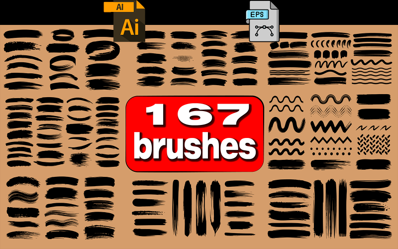 Collection of various brushes Vector Graphic