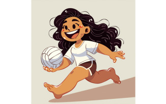 Joyful American Samoan Girl Playing Volleyball