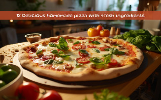 Delicious homemade pizza with fresh ingredients