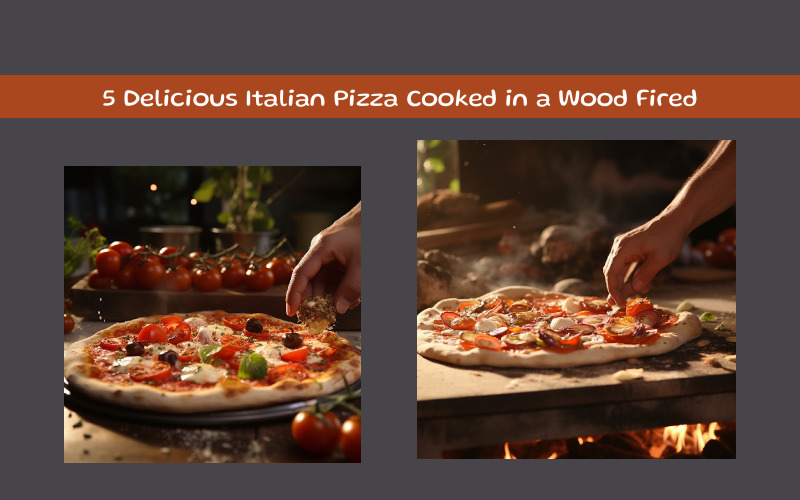 Delicious italian pizza cooked in a wood fired Illustration