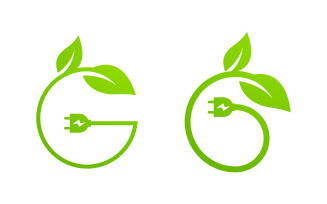 Eco green energy power Vector icon design illustration Template v.10