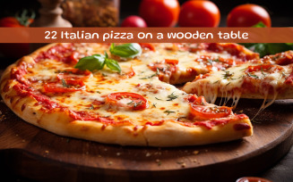 Italian pizza on a wooden table