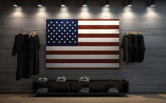 Usa flag in the livingroom wall