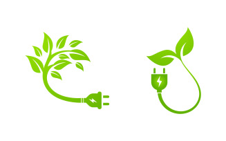 Eco green energy power Vector icon design illustration Template v.6