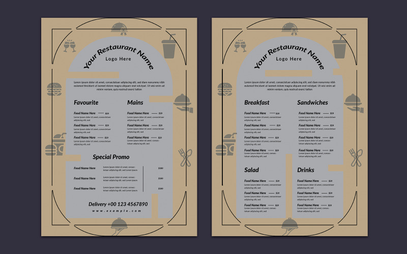 Elegant Food Menu Template Layout Corporate Identity