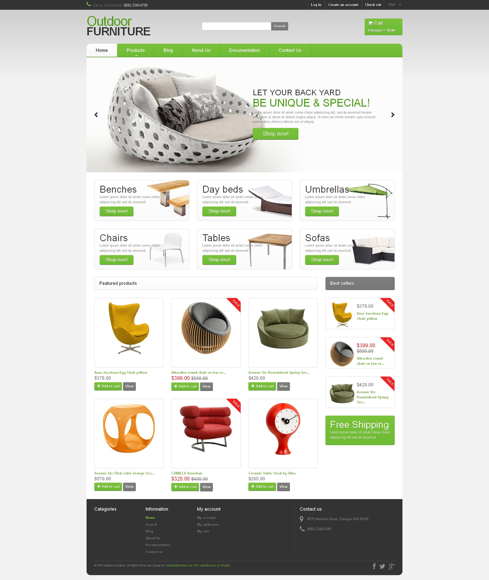 Responsive Shopify Thema over Meubels №49160 - screenshot