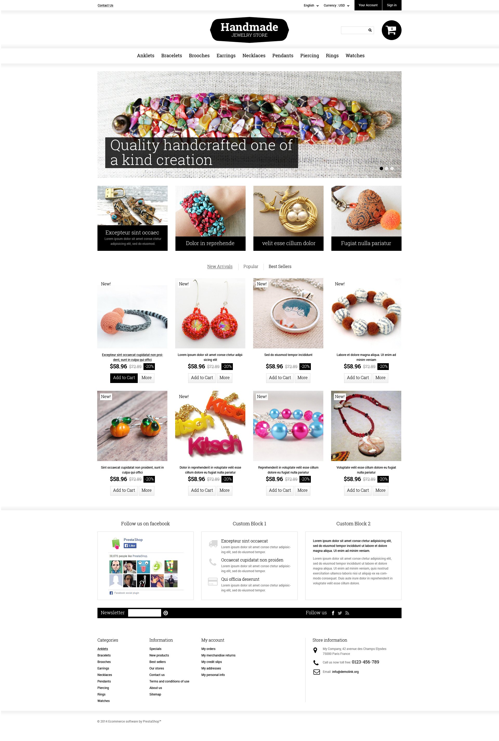 Responsivt Handmade Jewelry PrestaShop-tema #49165 - skärmbild