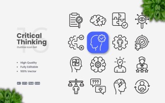 16 Critical Thinking Outline Icon Set