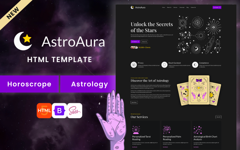 AstroAura - Astrology and Horoscope Responsive HTML 5 Template Website Template