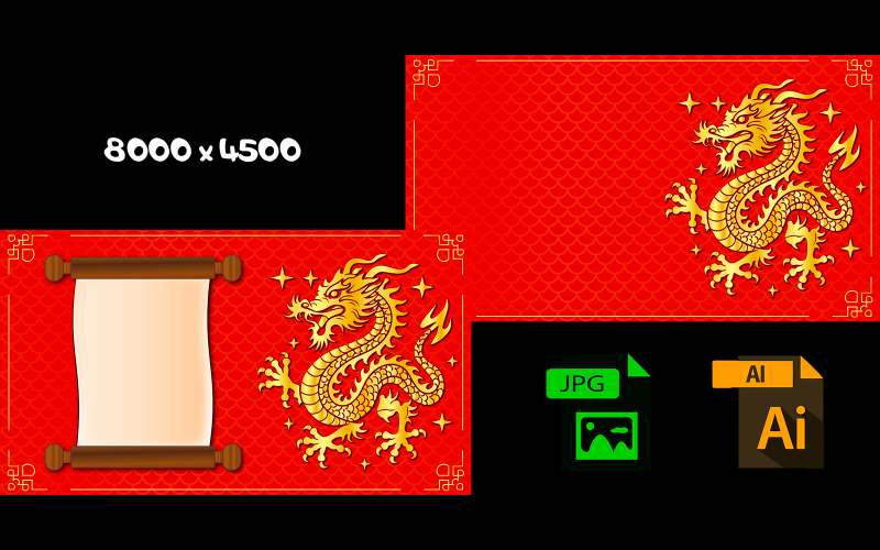 Dragon. Illustration of a dragon on a red background.