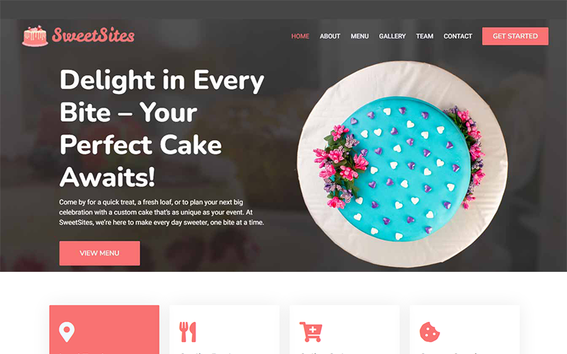 SweetSites - Bakery & Cake Shop Bootstrap Landing Page Template