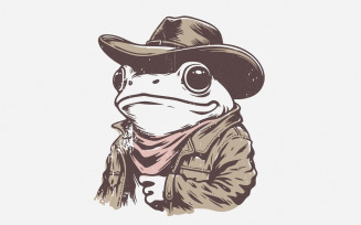 Cowboy Frog PNG, Funny Meme PNG, Trendy Frog Design, Western Humor, Retro Country PNG, Vintage