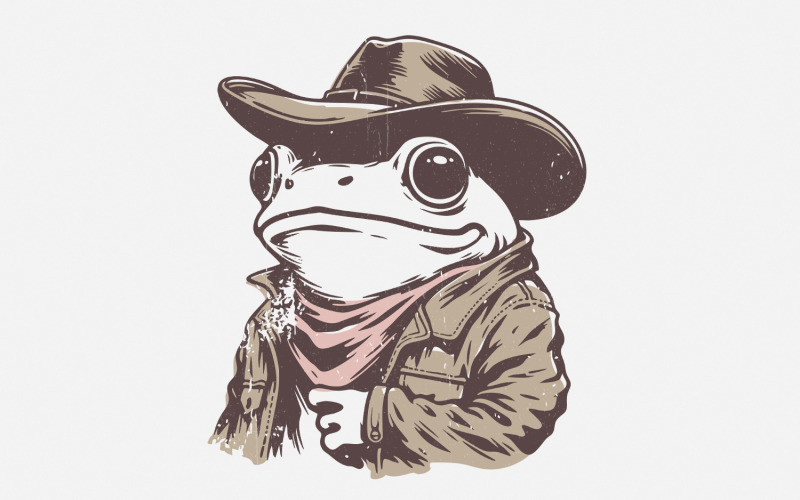 Cowboy Frog PNG, Funny Meme PNG, Trendy Frog Design, Western Humor, Retro Country PNG, Vintage Illustration