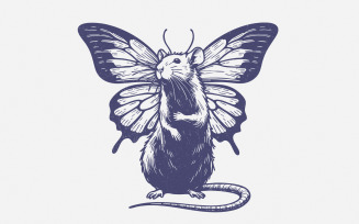 Cute Rat PNG Designs, Sublimation Designs, Vintage Retro Clipart, Funny Gifts, Angel Wings,