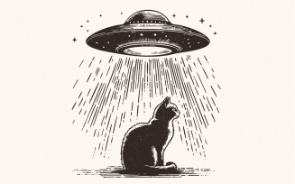 Funny Cat Shirt PNG, Retro Space Cat, UFO Alien Abduction Meme, Trendy Space PNG, Cat Lover Gift,
