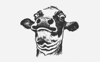 Funny Cow PNG, Quirky Cow Portrait, Watercolor Clipart, Heifer Art, Humorous Cow, Digital Download,