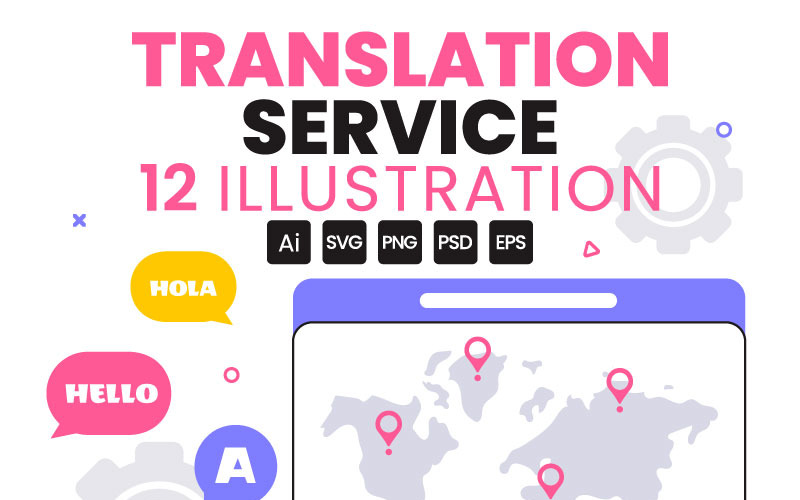 12 Language Translation Service Illustration