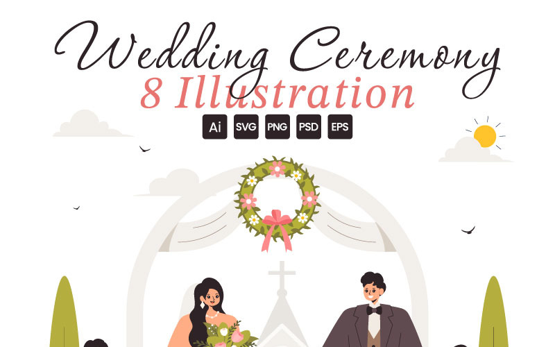 8 Wedding Ceremony Celebration Illustration