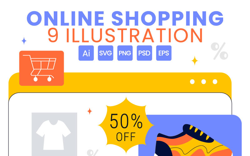 9 Online Shopping Illustration